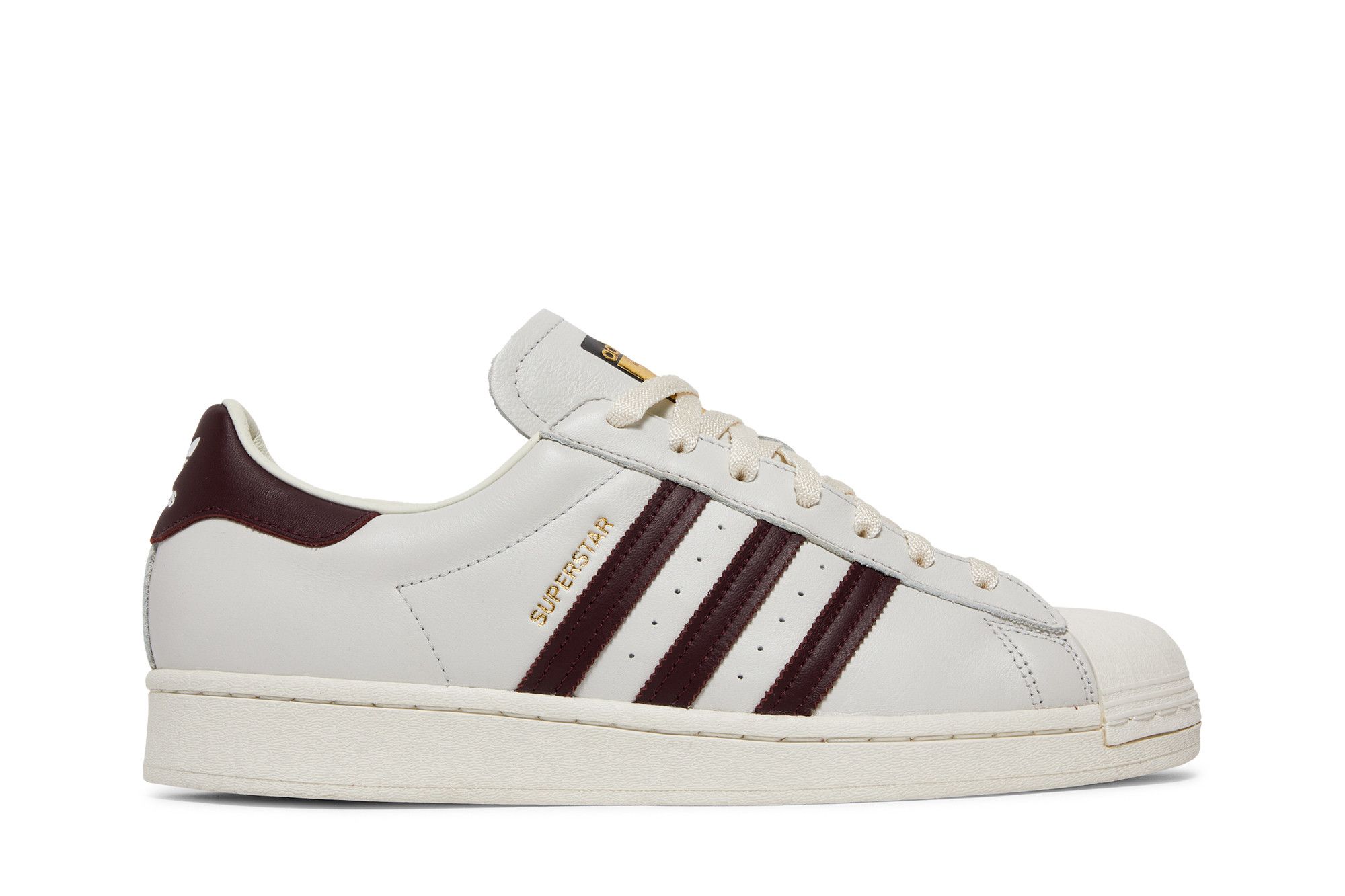 Adidas superstar maroon stripes sales