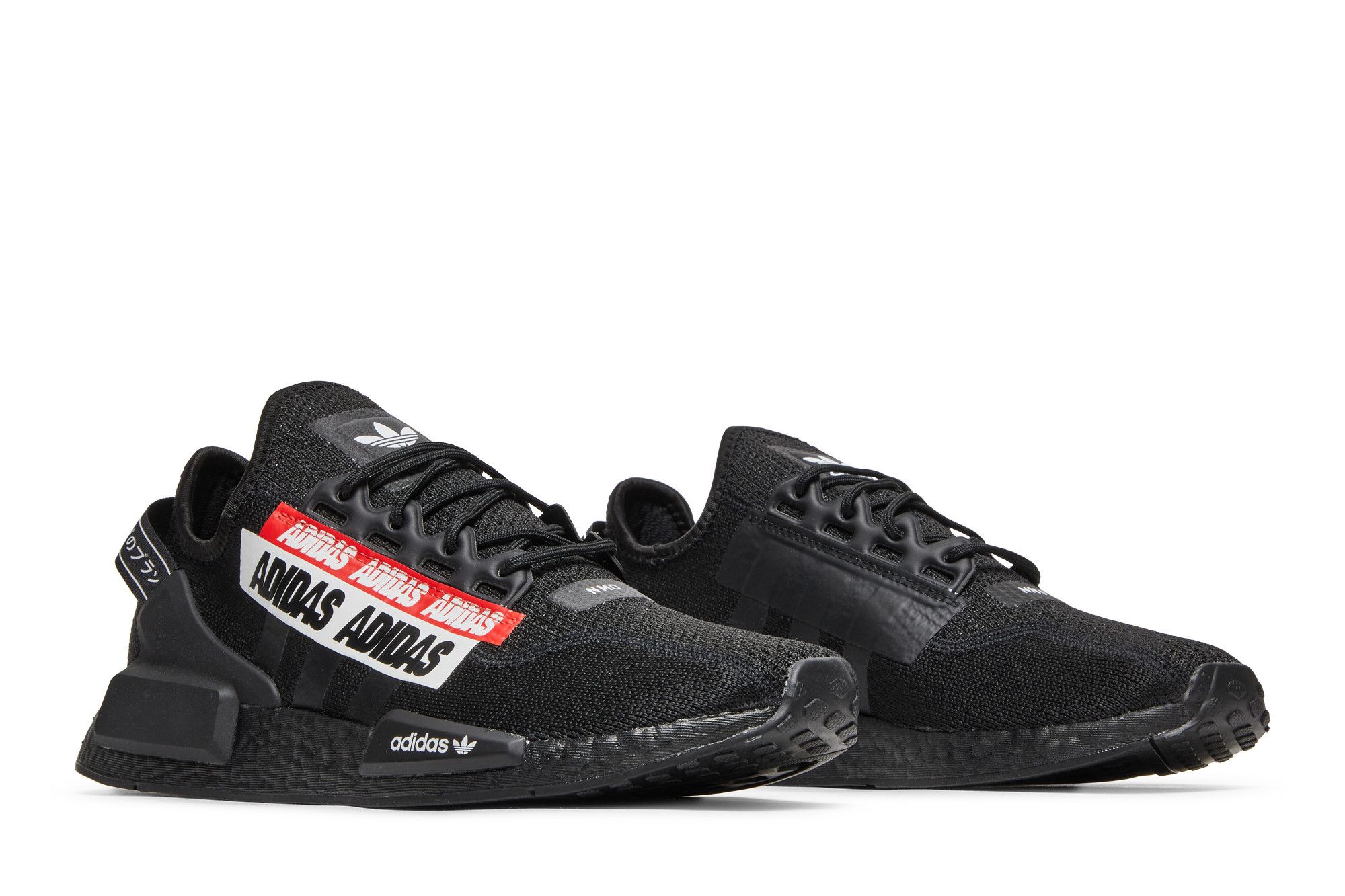 adidas originals nmd r1 trainers in black with red heel block