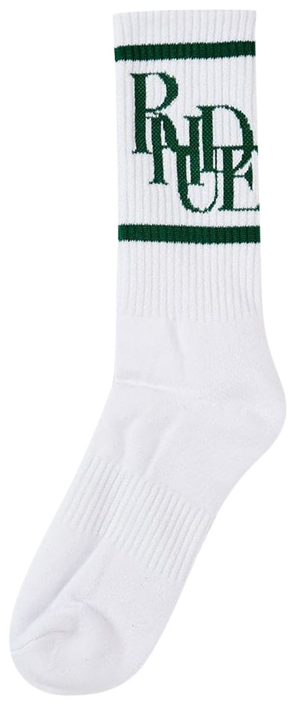 Buy Rhude Scramble Logo Sock 'White/Forest Green' SS22SO02070499 GOAT