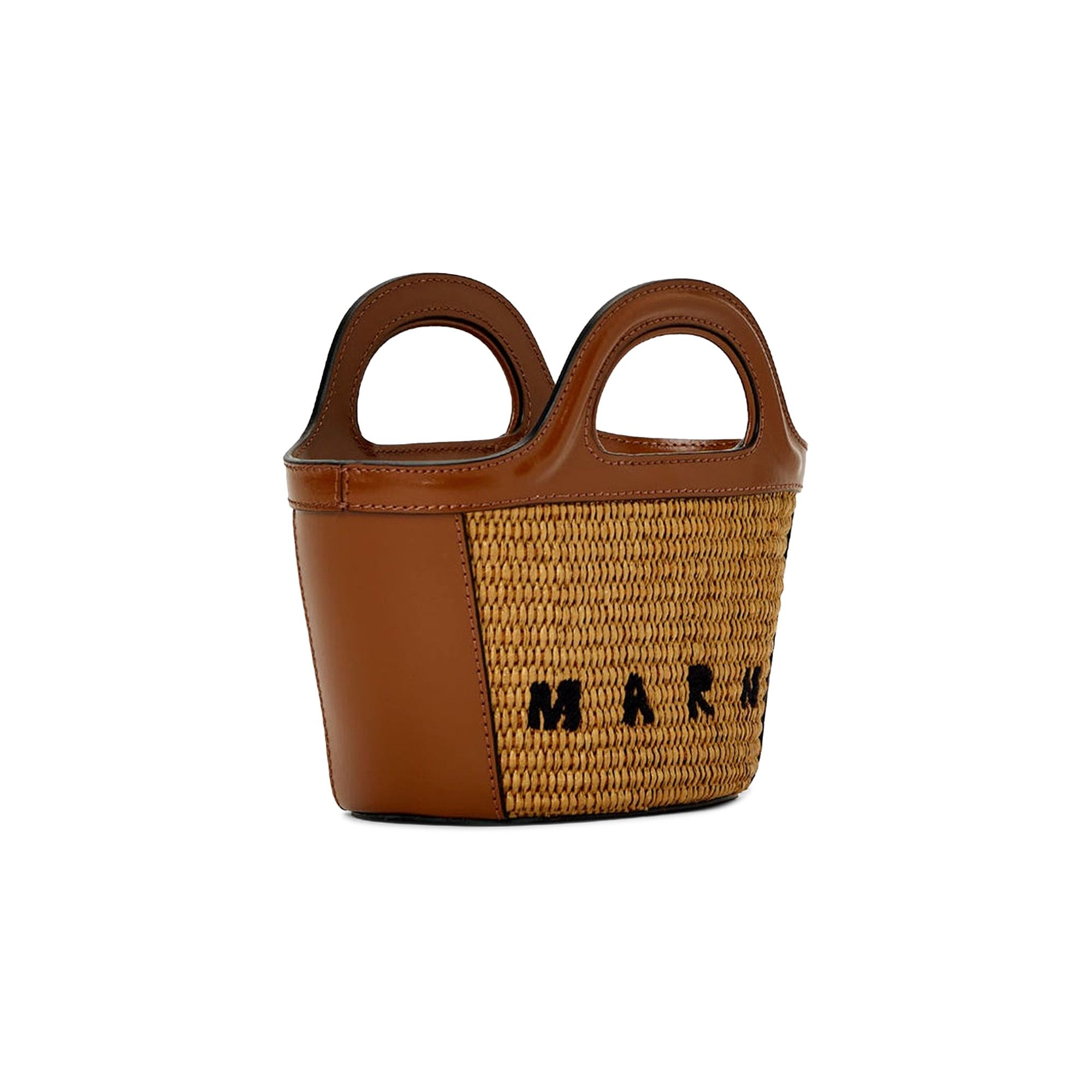 【 MARNI 】LEATHER & RAFFIA TROPICALIA MICRO BAG RAW SIENNA Tropicalia Micro Shopper Bag - Marni - Raw Sienna - Leather