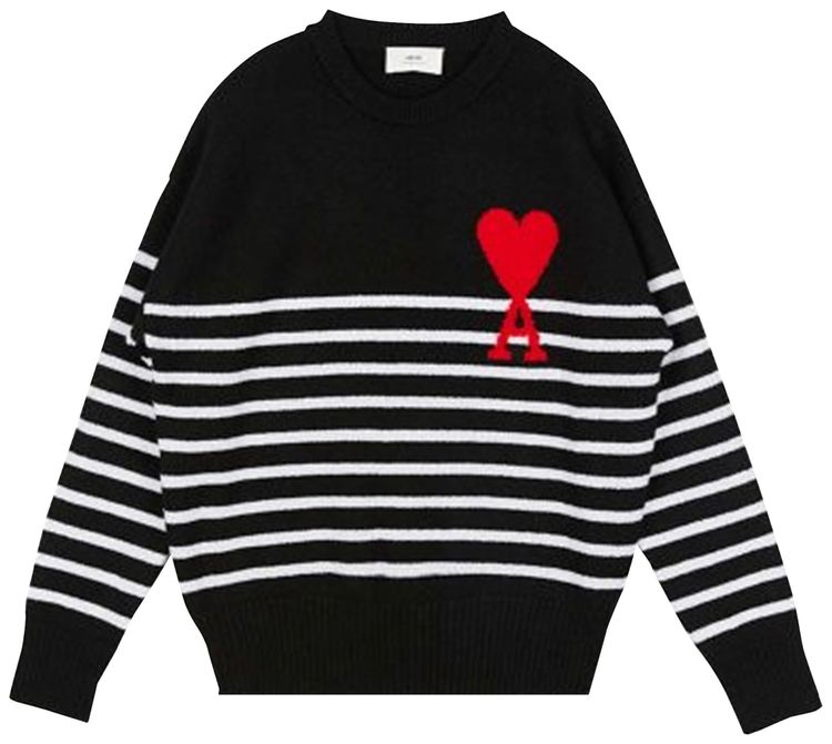 Ami Striped Sweater Black