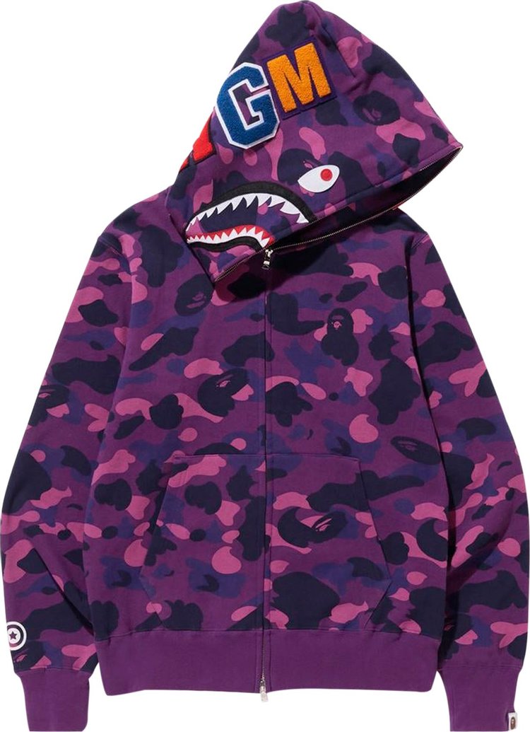 BAPE Color Camo Shark Full Zip Hoodie 'Purple'
