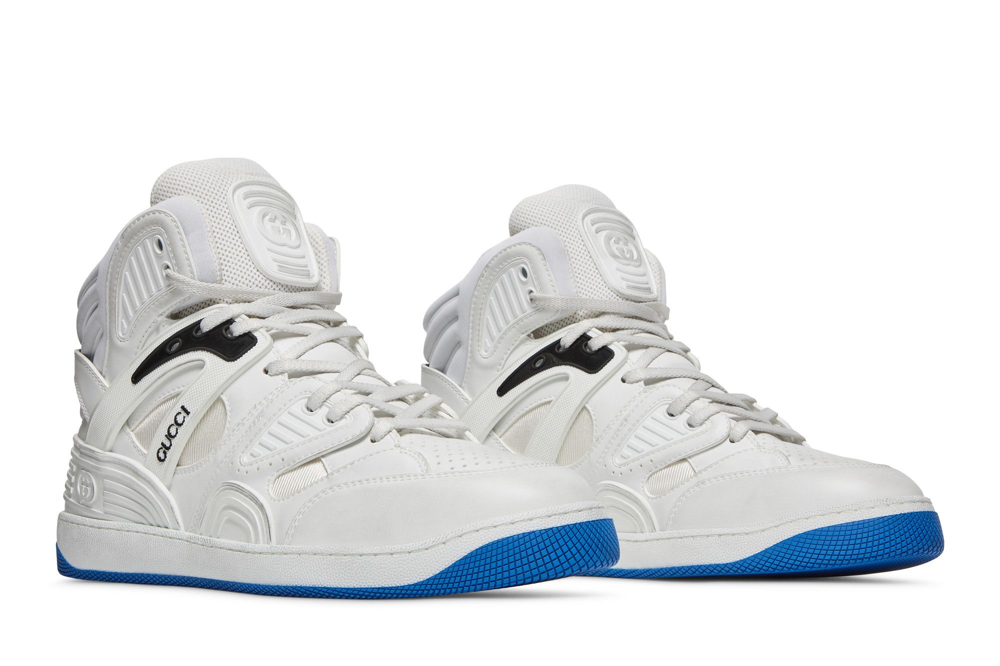 スニーカー GUCCI FW21 GUCCI HIGH BASKETBALL SNEAKER (661301 2SH809062) Gucci White/green Leather Basket High Top Sneakers 661301