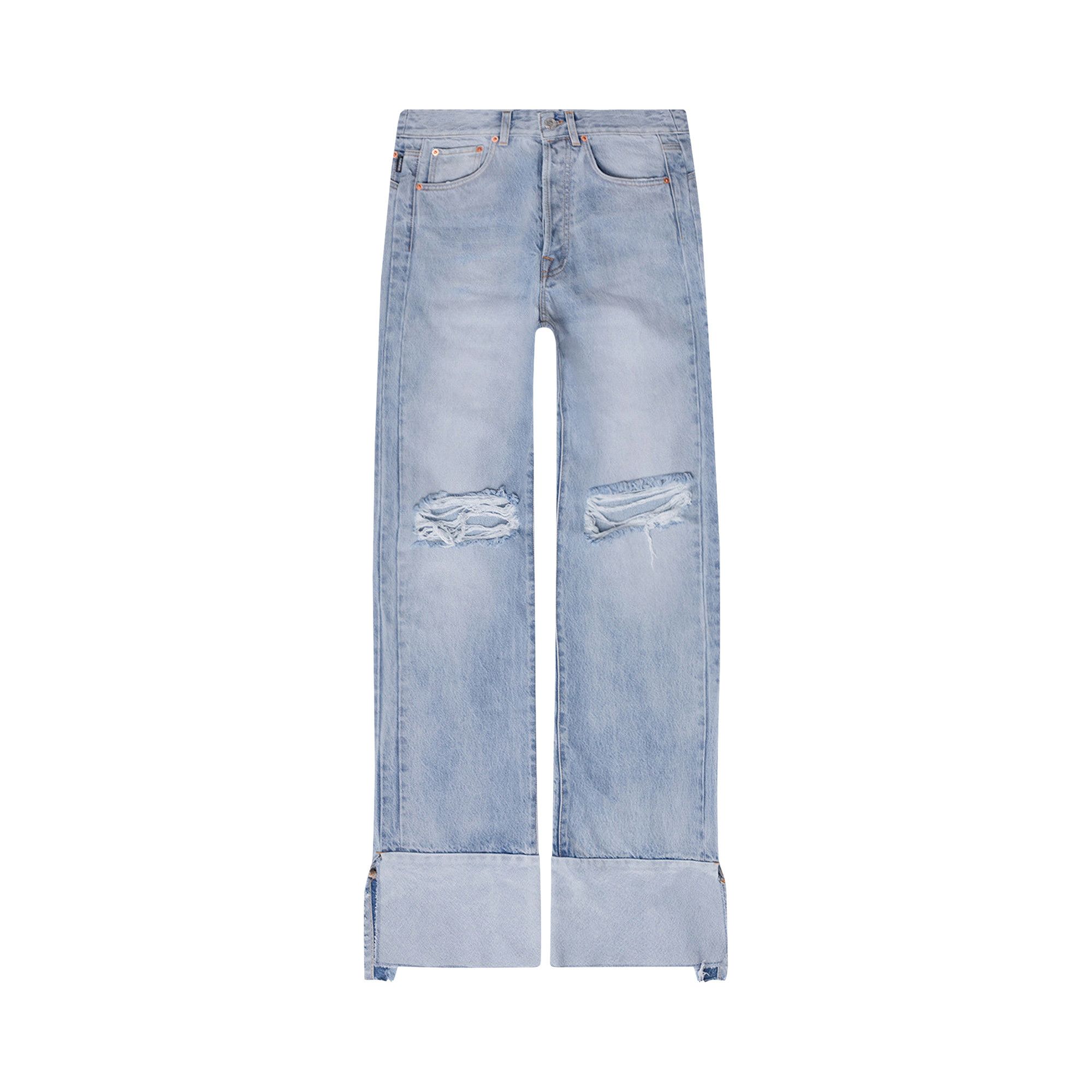 Buy Vetements Wide Leg Destroyed Cut Up Denim Light Blue
