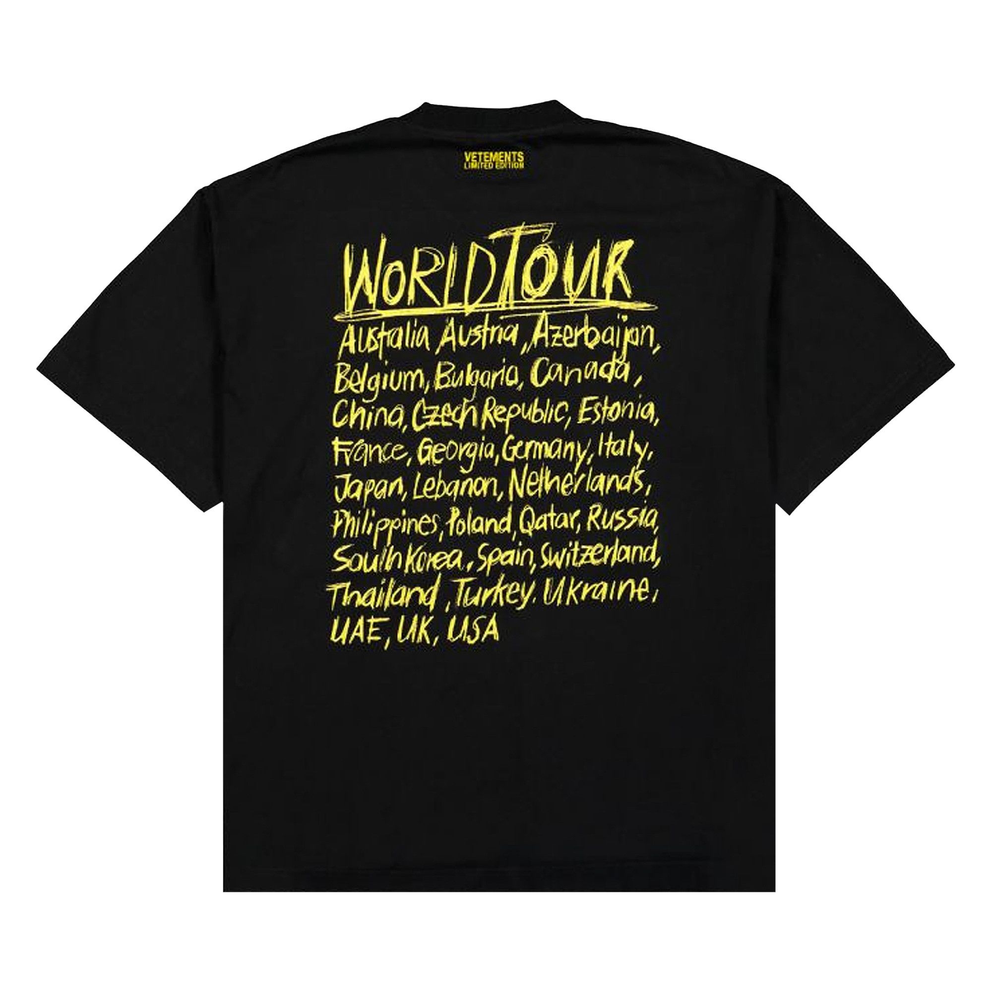 Buy Vetements World Tour T-Shirt 'Black/Gold' - UE52TR270G BLAC | GOAT