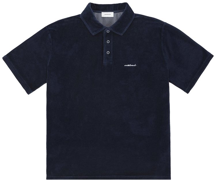 Saintwoods Velour Polo Navy
