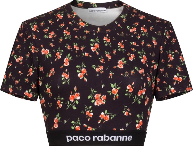 Paco Rabanne Top 'Black/Pluie De Roses'