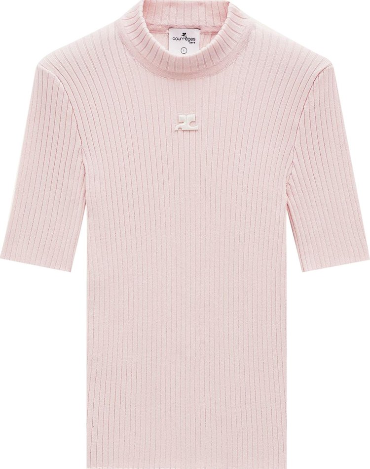 Courrèges Short-Sleeve Knit Top 'Pale Pink'