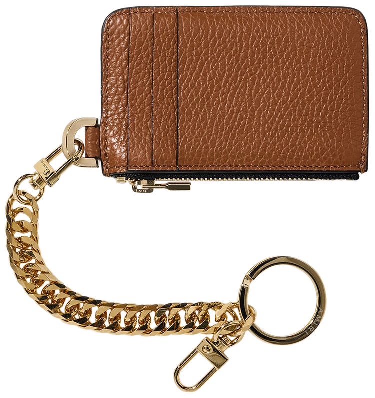 Amiri Pebbled Logo Chain Wallet Brown