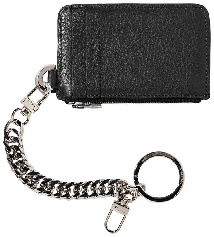 Amiri Pebbled Logo Chain Wallet Black