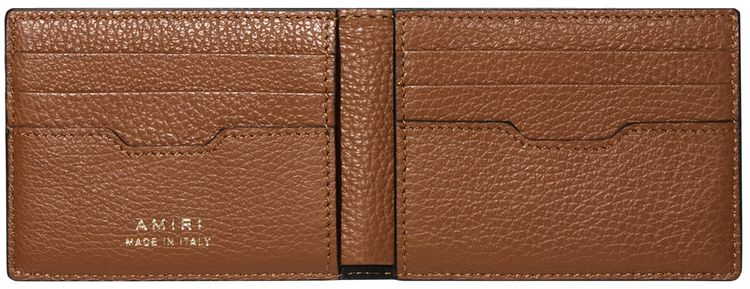 Amiri Pebbled Logo Bifold Wallet Brown
