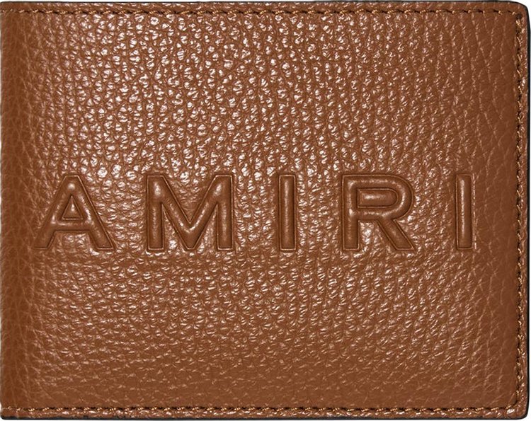Amiri Pebbled Logo Bifold Wallet 'Brown'