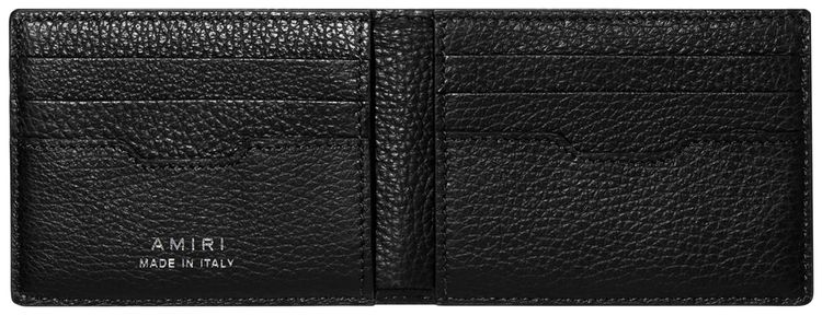 Amiri Pebbled Logo Bifold Wallet Black