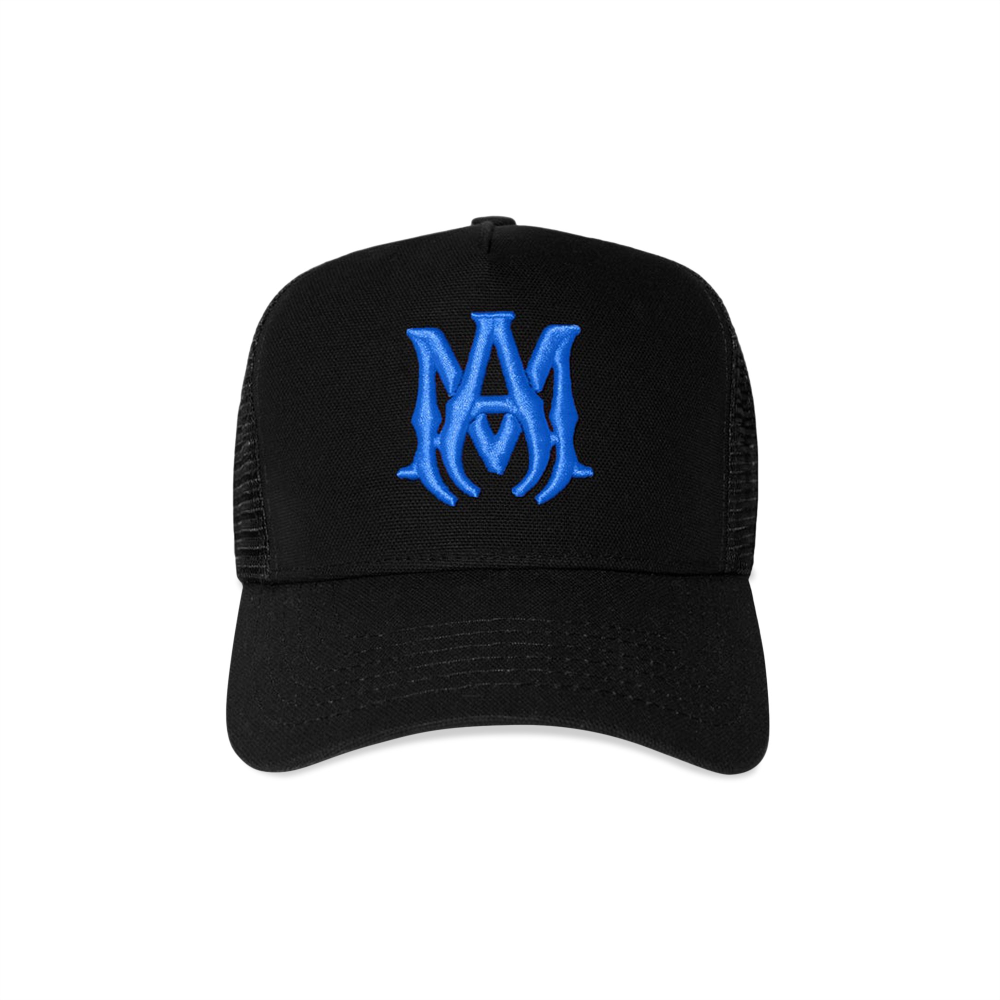 Amiri Ma Logo Trucker Hat 'Black/Blue'