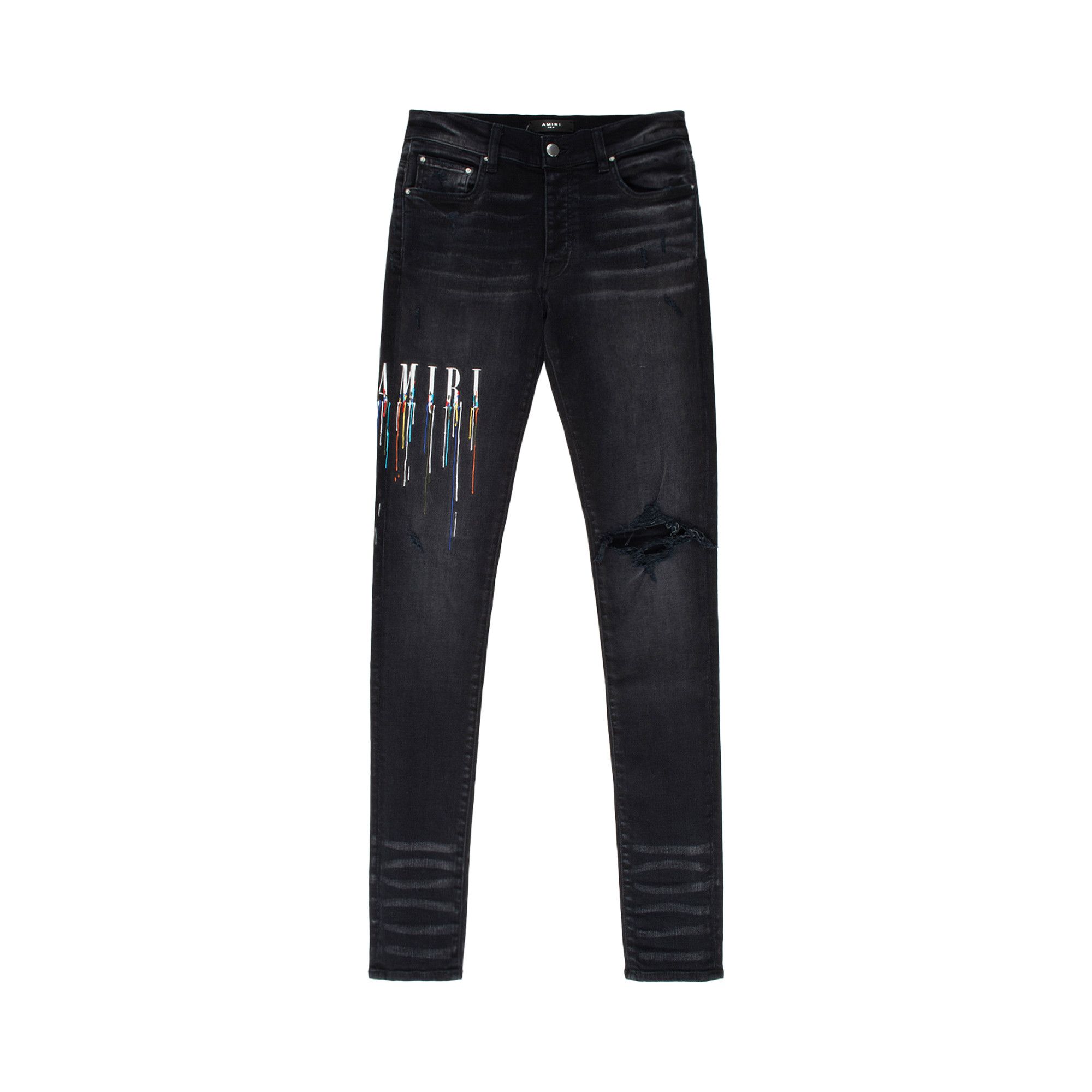 Buy Amiri Paint Drip Logo Jean 'Aged Black' - PS22MDS142 023