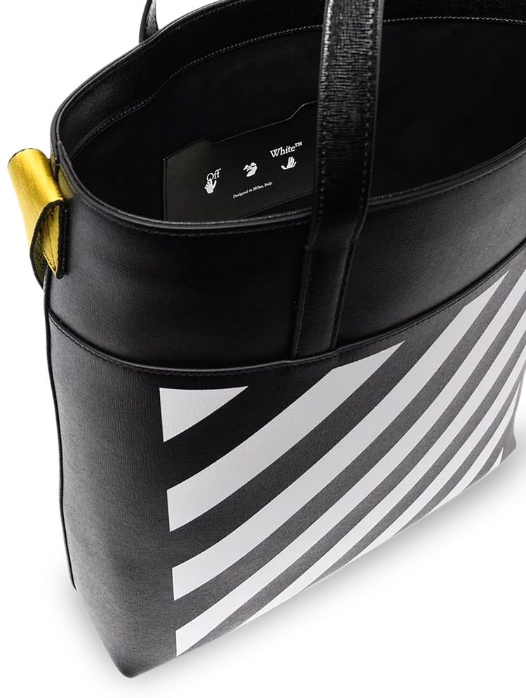 Off White Binder Diag Saffiano Tote BlackWhite