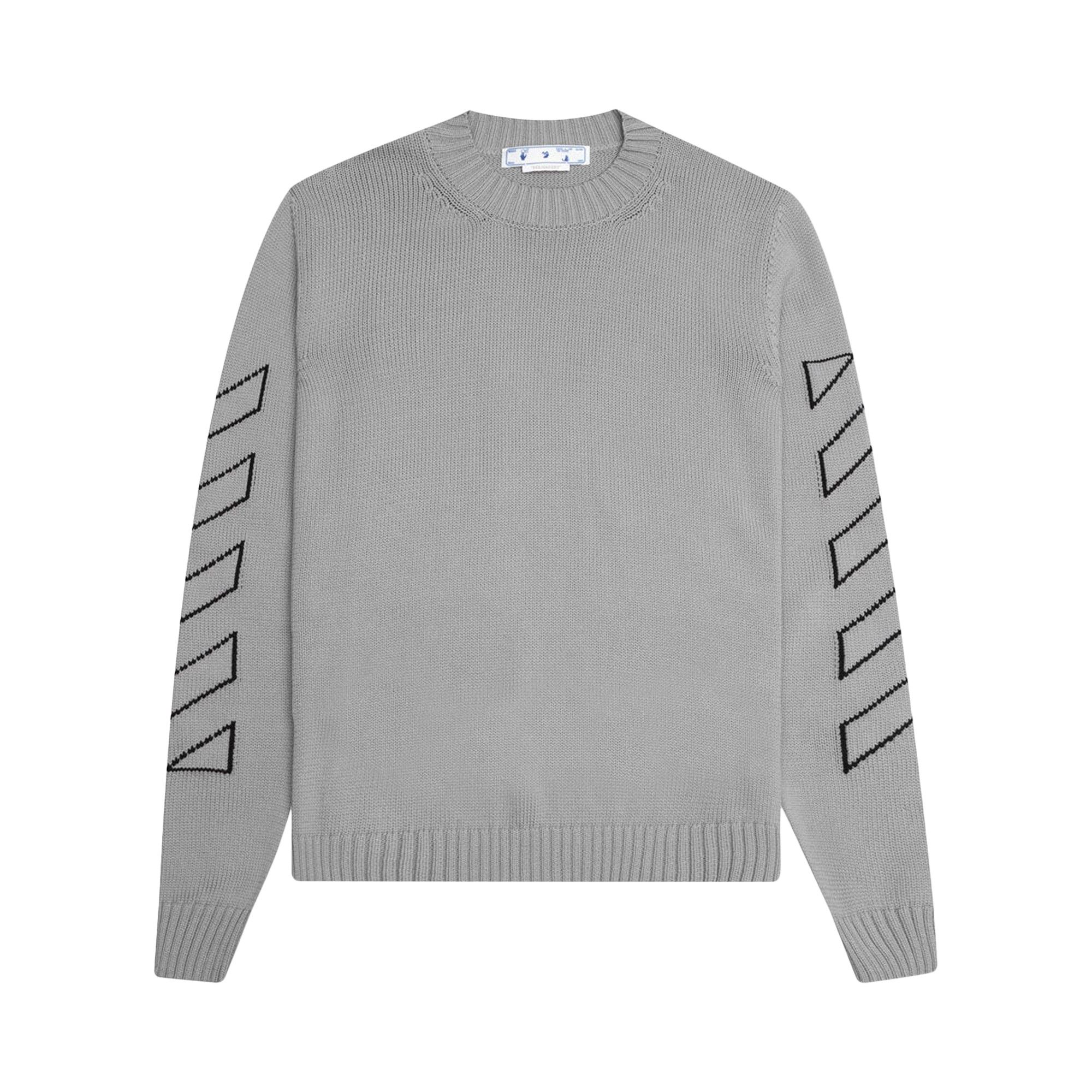 Buy Off White Diag Outline Knit Crewneck Medium Grey Black OMHE087C99KNI0010610 GOAT