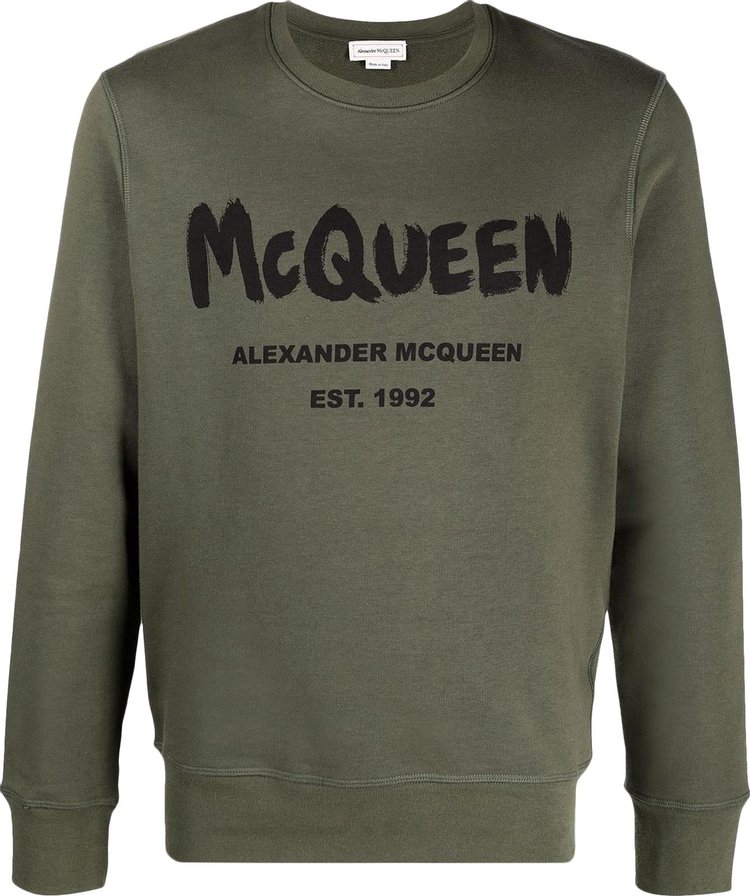 Alexander McQueen Graffiti Sweatshirt KhakiBlack