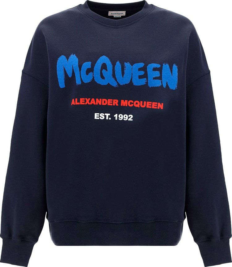 Alexander McQueen Graffiti Organic Sweatshirt 'Navy/Multicolor'