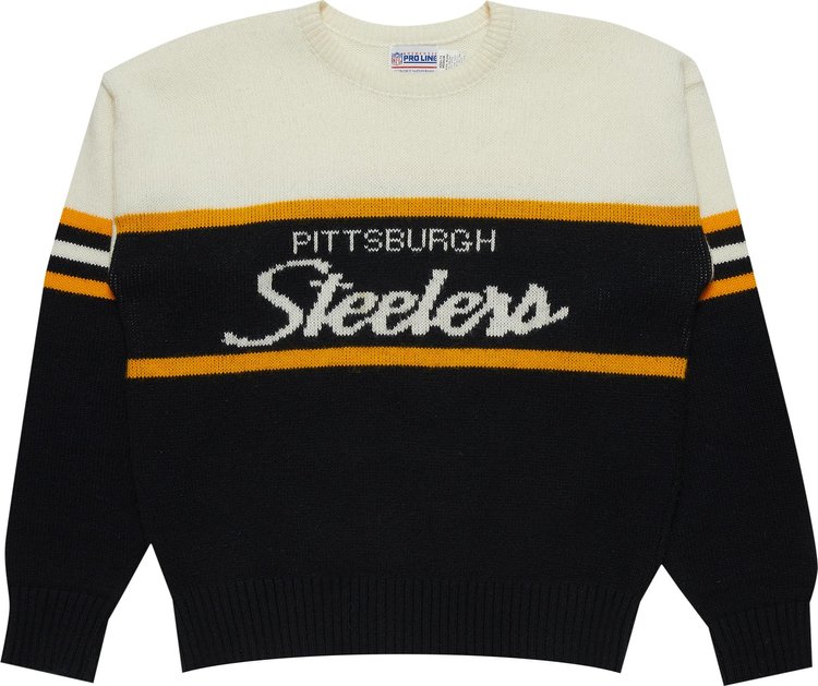 Vintage NFL Authentic Pro Line By Cliff Engle Pittsburgh Steelers Crewneck Sweater 'Cream/Black/Gold'