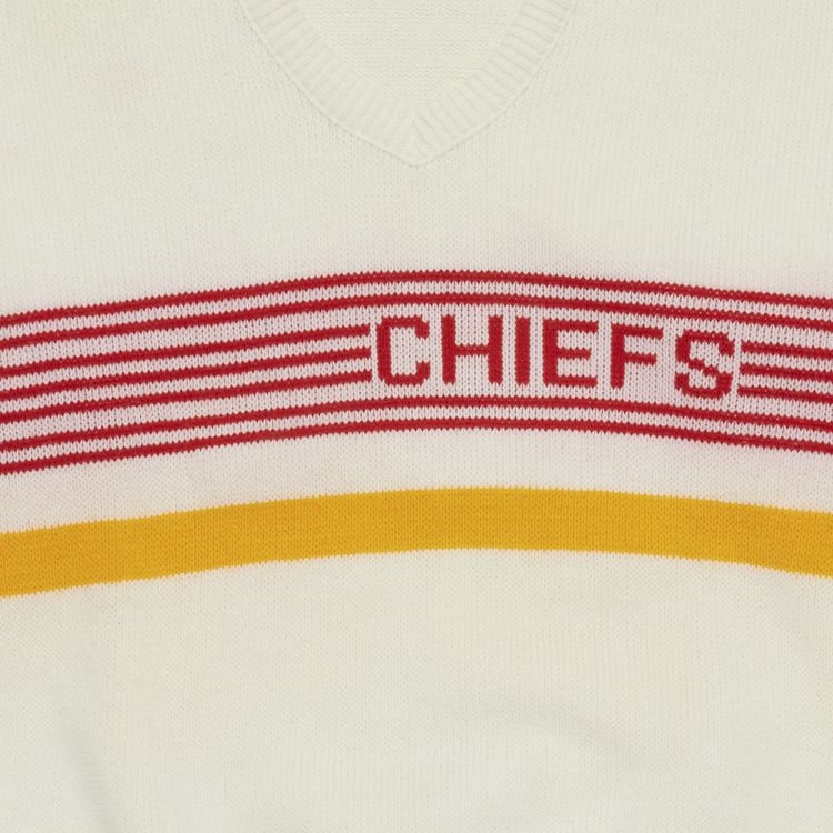 Vintage NFL Authentic Pro Line By Cliff Engle Kansas City Chiefs V Neck Sweater CreamRedGold