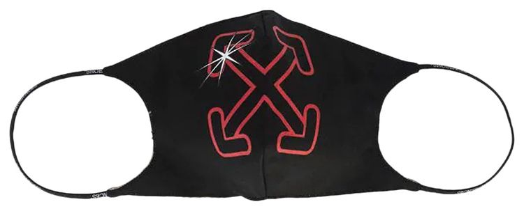 Off White Starred Arrow Simple Mask BlackRed