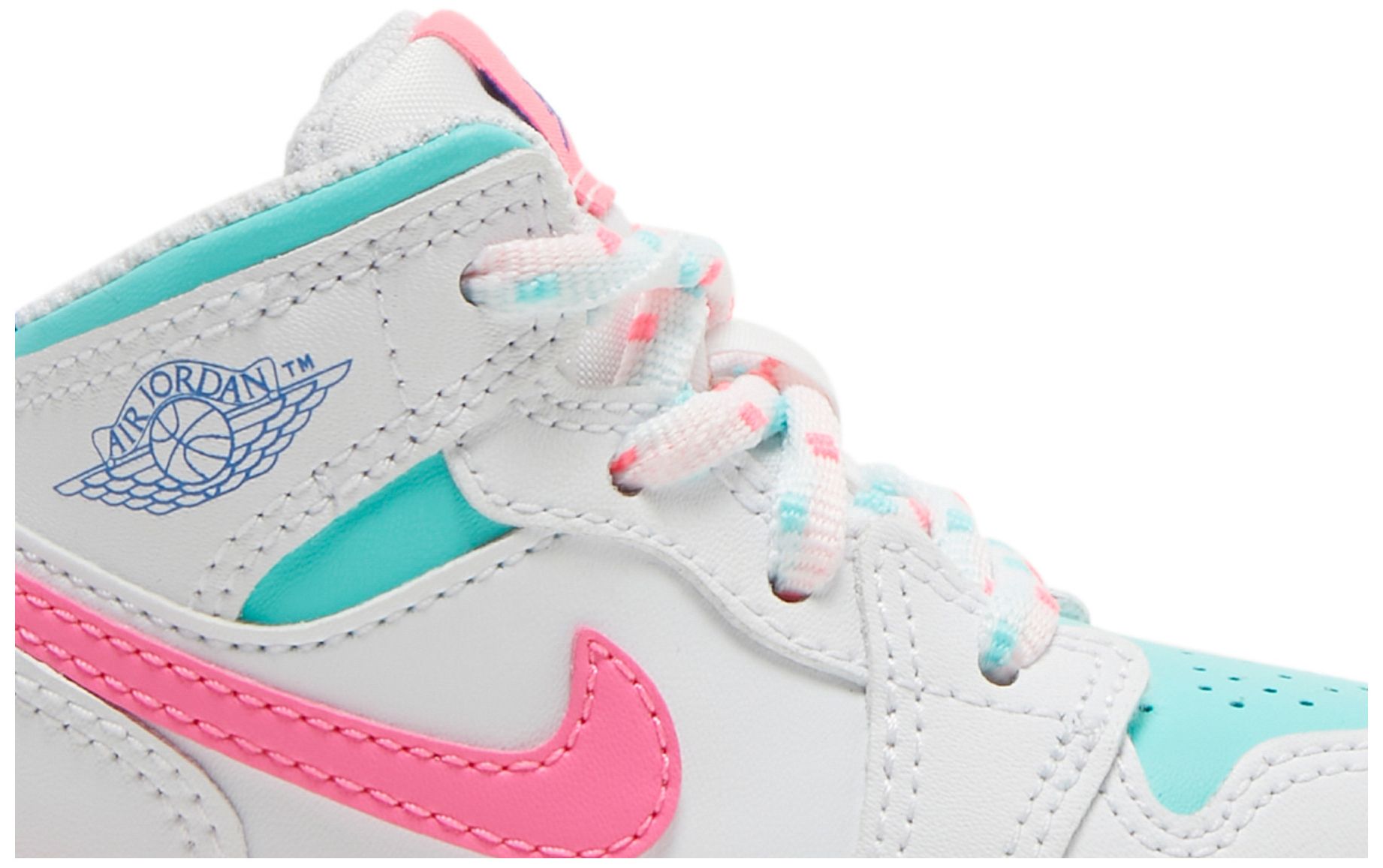 white and blue jordan mids