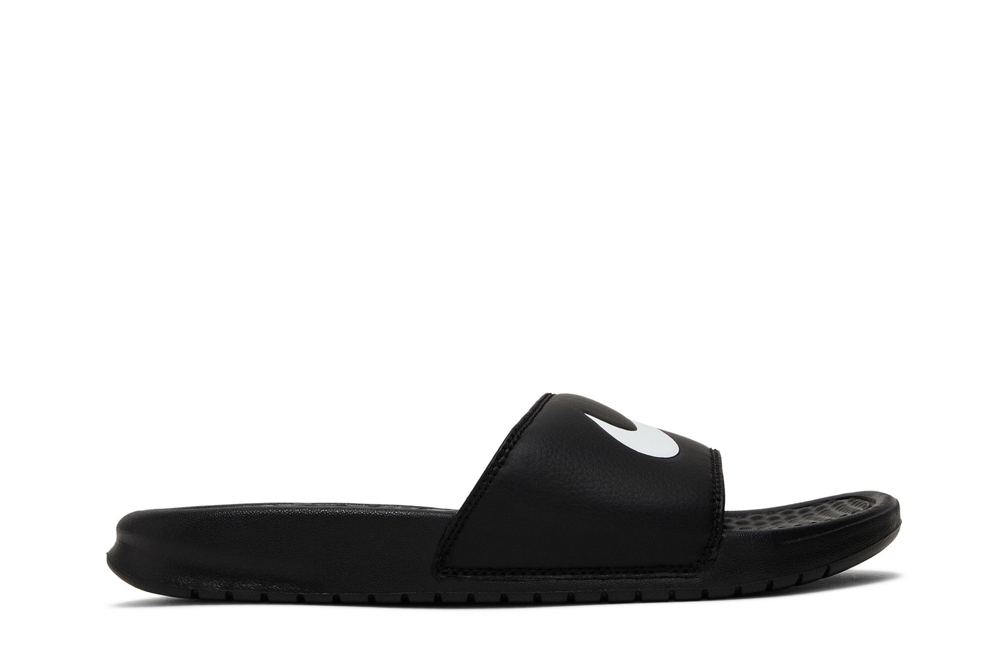 Buy Benassi Swoosh Slide Black White 312618 011 GOAT CA