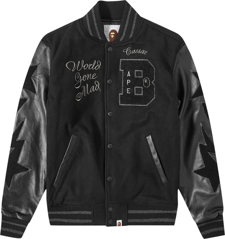 Buy BAPE Varsity Jacket 'Black' - 0039 1FW210308VJ BLAC | GOAT