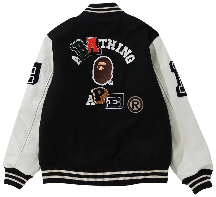 BAPE Crazy Patch Varsity Jacket Black