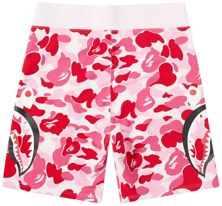 BAPE Big ABC Camo Slide Shark Sweat Shorts Pink