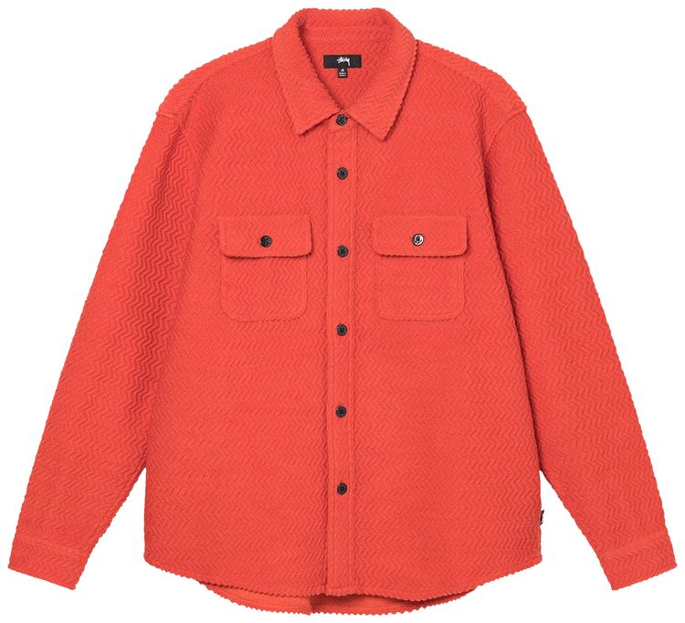 Stussy Textured Wool CPO Long Sleeve Shirt Orange