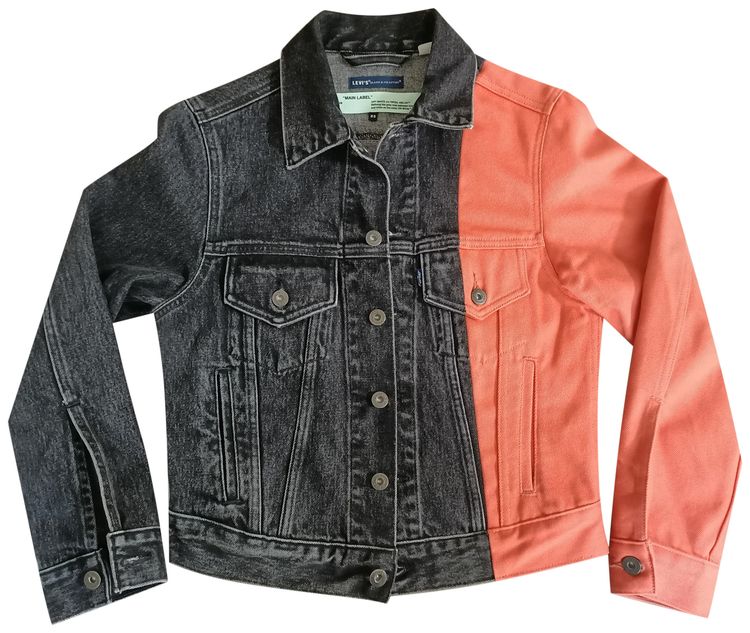 Off White x Levis Denim Trucker Jacket BlackOrange