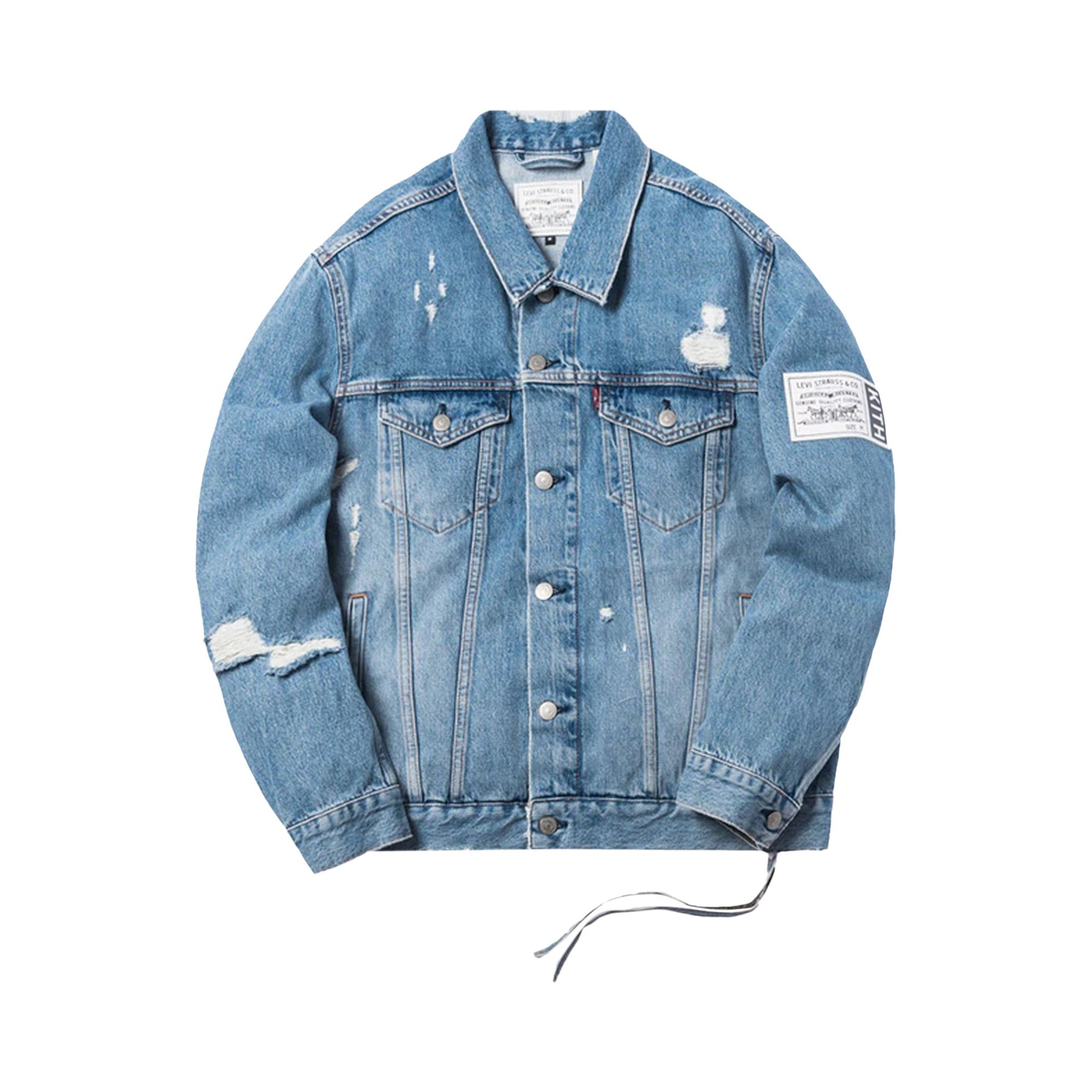 Buy Kith For Levi s Thrashed Trucker Jacket Light Blue 0725 1FW180306FLTT LIGH GOAT AU