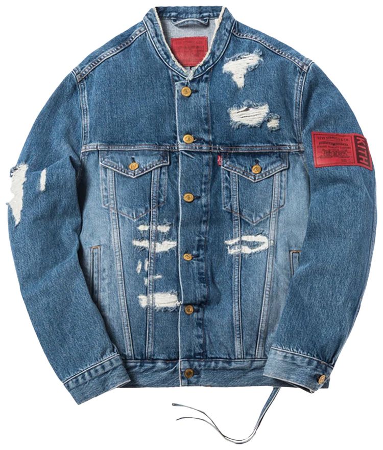 Kith For Levis Strawberry Fields Patched Trucker Jacket Washed Blue