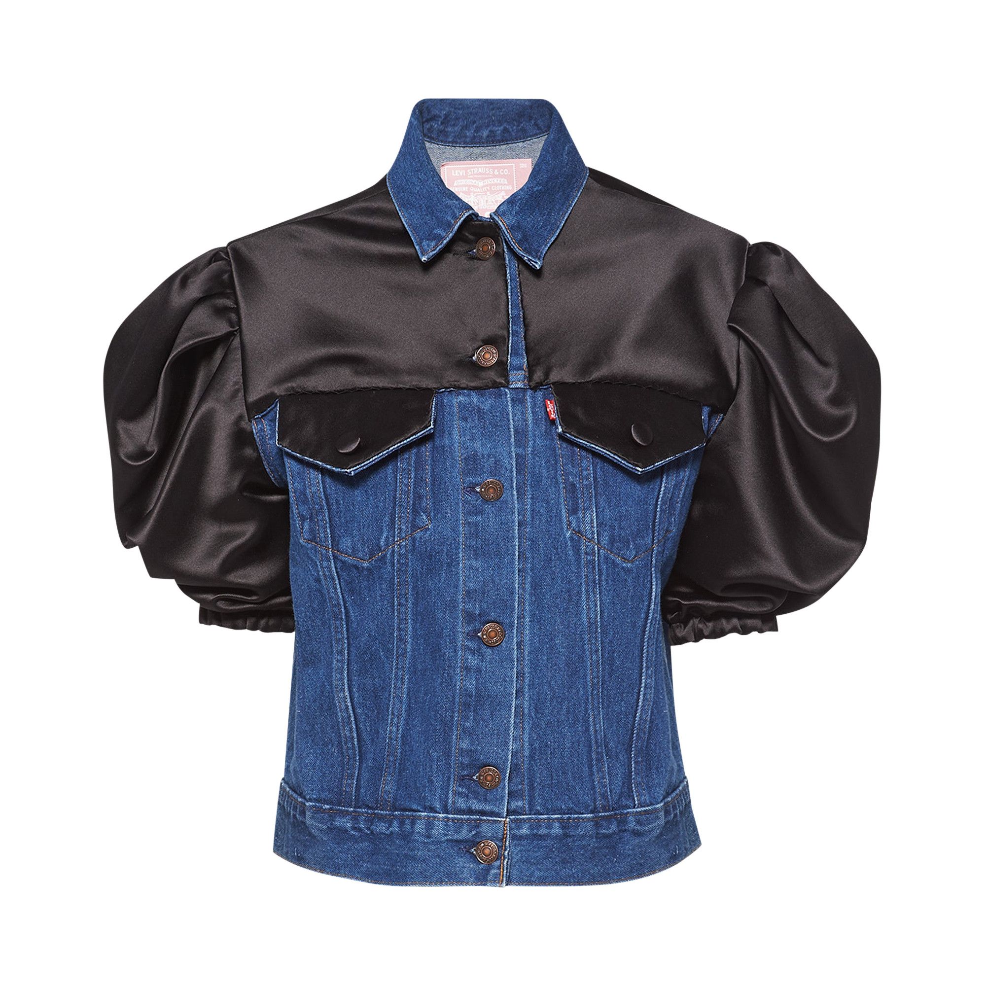 Denim And Satin Trucker Jacket 'Blue 