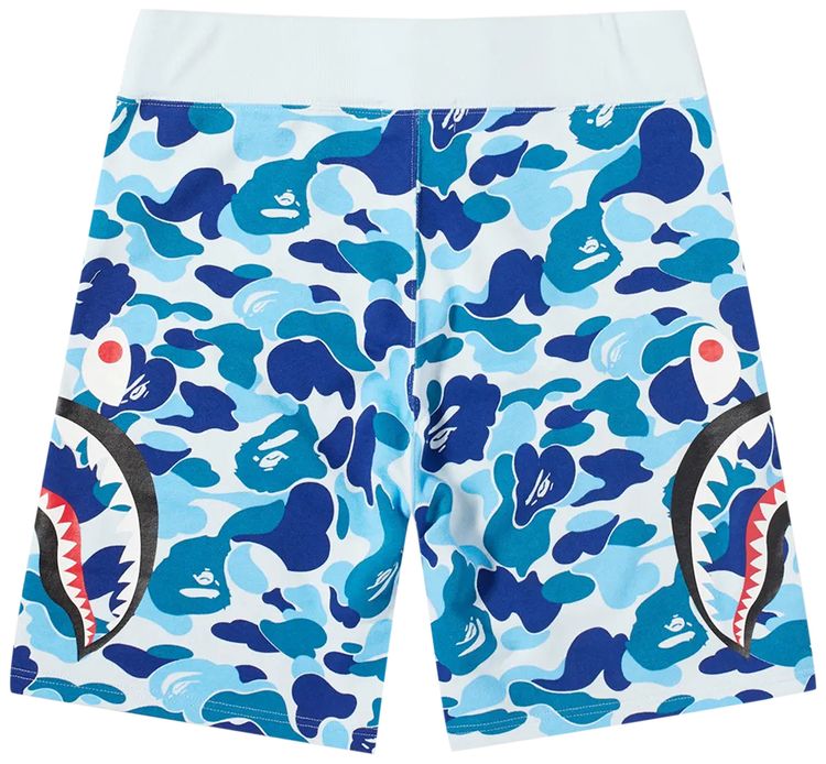 BAPE Big ABC Camo Side Shark Sweat Shorts Blue