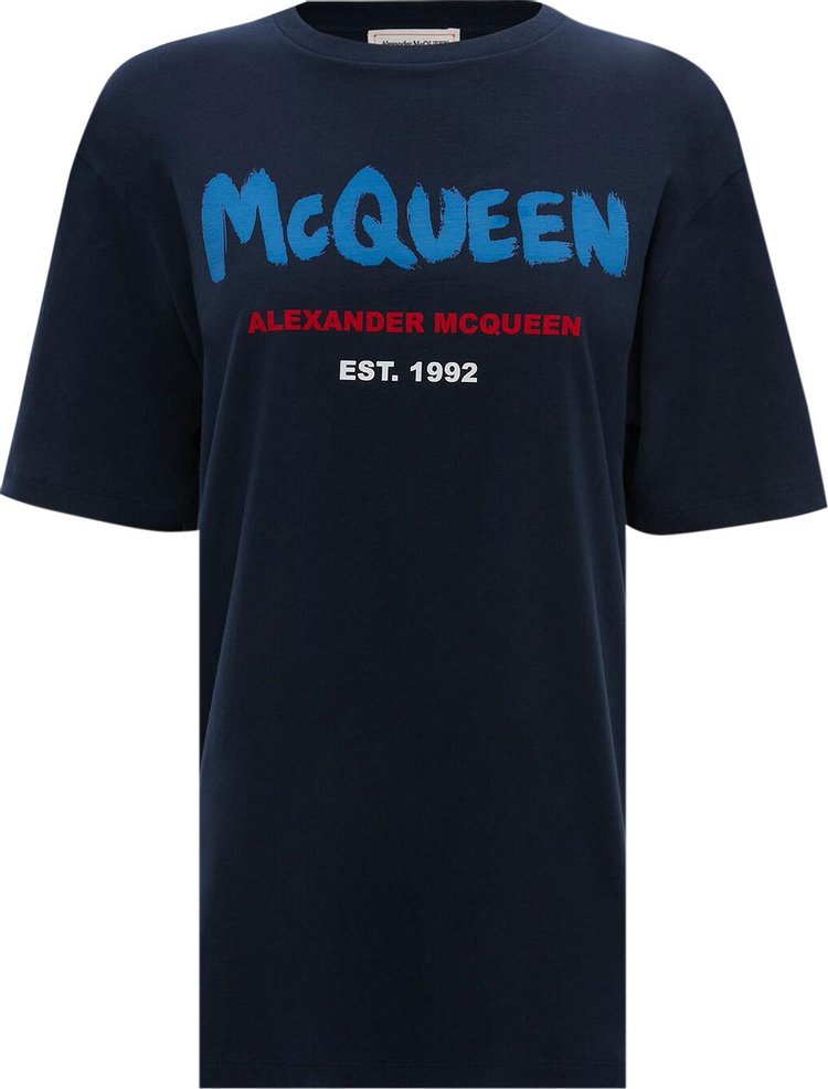 Buy Alexander McQueen Graffiti T-Shirt 'Navy/Multicolor ...