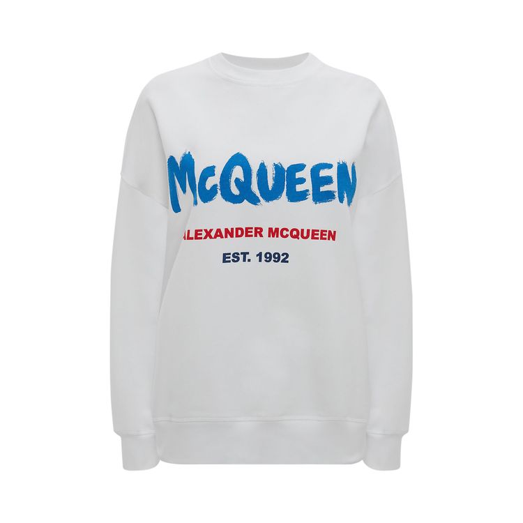 Alexander McQueen Graffiti Organic Sweatshirt WhiteMulticolor