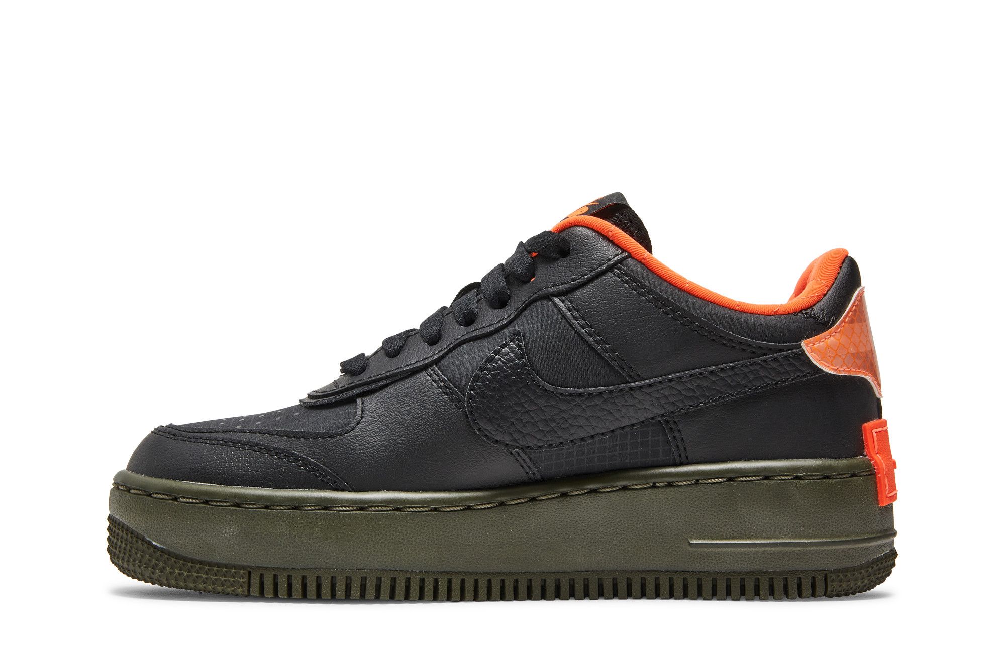 NIKECQ3317-001 エア フォース1 Shadowハイパー クリムゾン Nike Air Force 1 Shadow SE Black Hyper Crimson Olive Leather