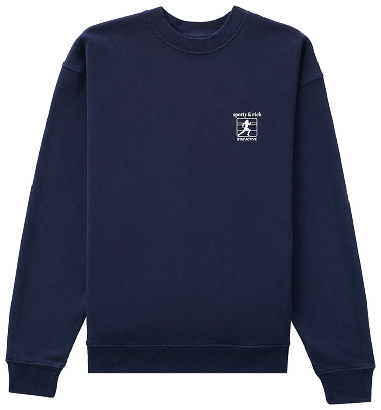 Sporty  Rich Jogger Crewneck NavyWhite