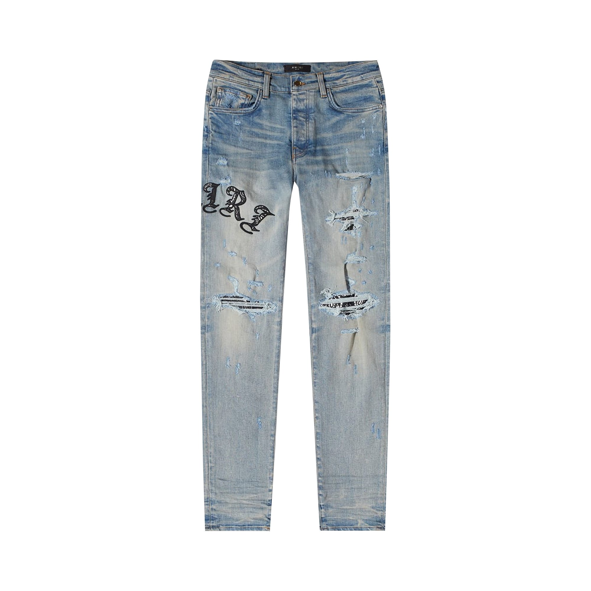 Buy Amiri Skinny Old English Logo Jean 'Clay Indigo' - PS22MDS148