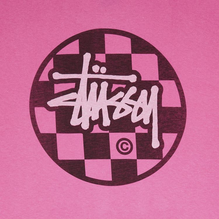 Stussy Logo Checkered Tee Pink