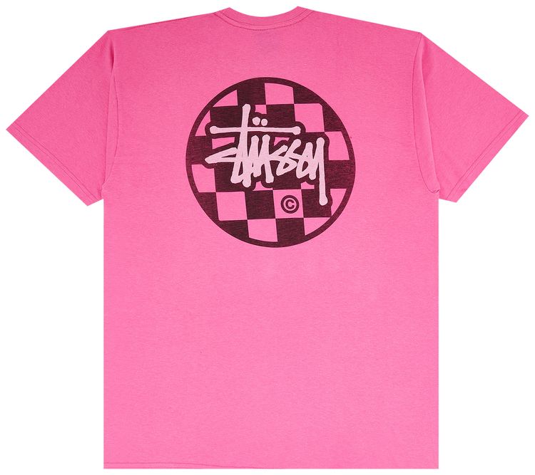 Stussy Logo Checkered Tee Pink