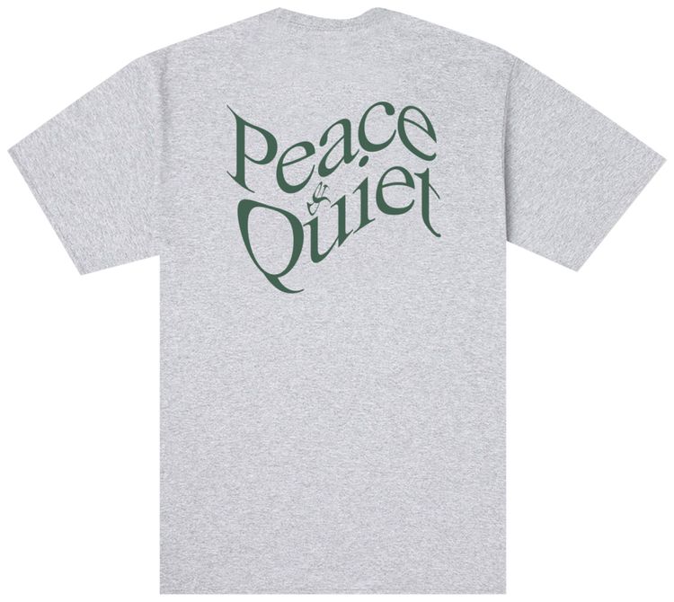 Museum of Peace  Quiet Warped Wordmark T Shirt Heather Grey