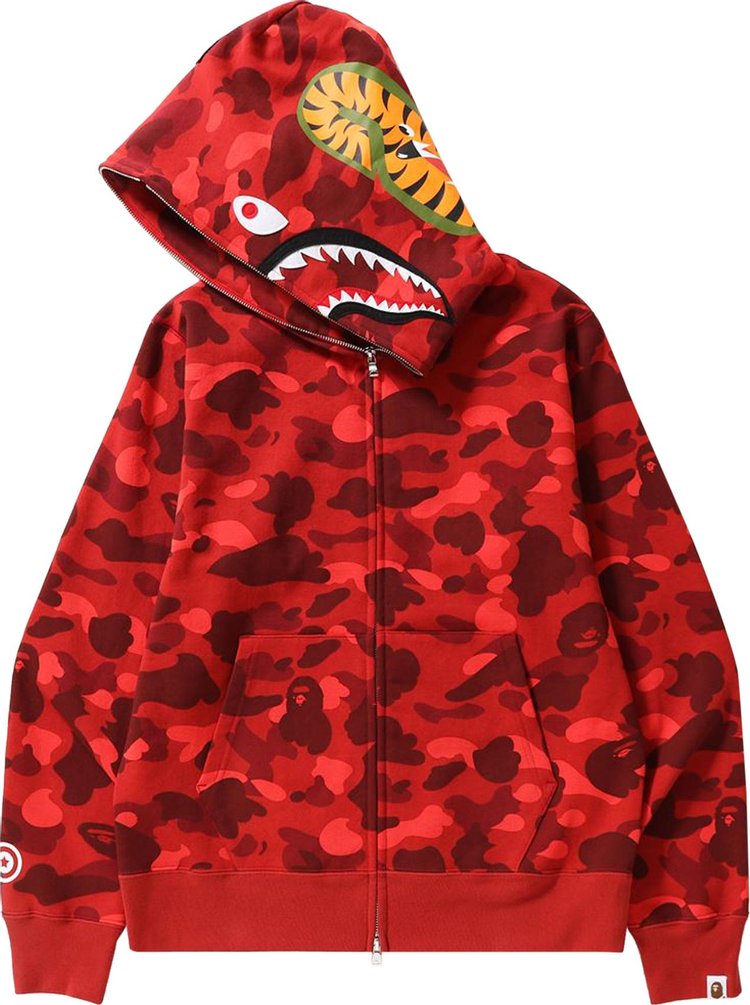 BAPE Color Camo Shark Full Zip Hoodie Red