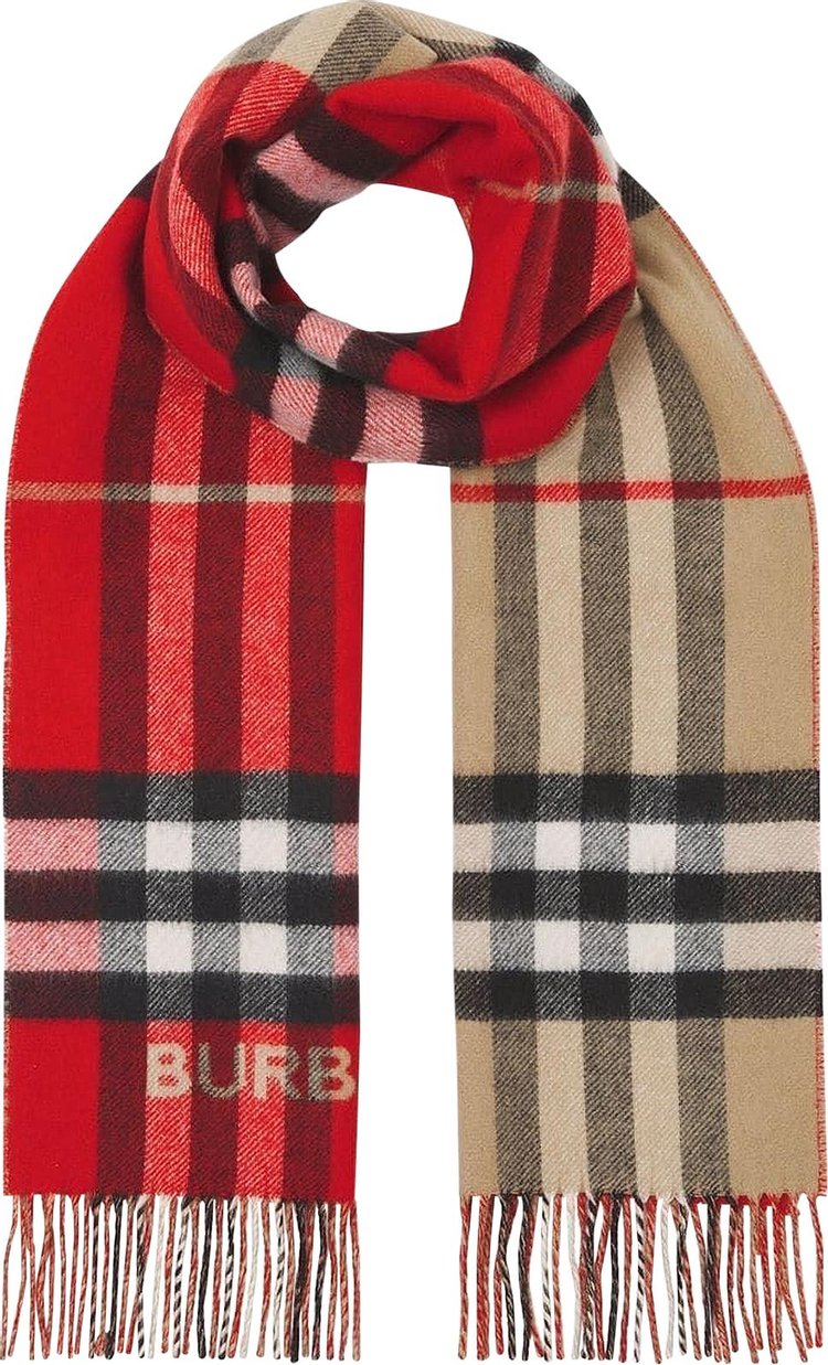 Burberry Giant Check Lateral Split Scarf 'Archive Beige/Red'