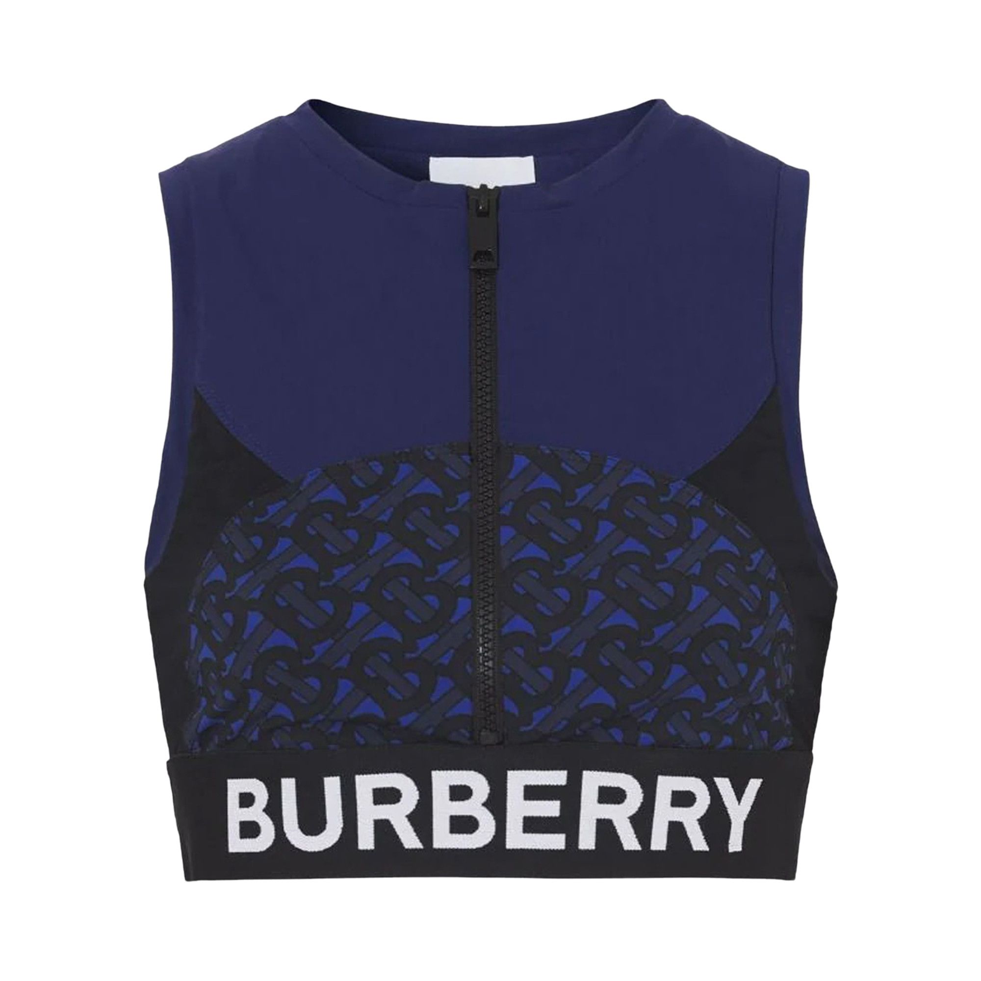 Buy Burberry Tb Monogram Print Zipped Crop Top 'Deep Royal
