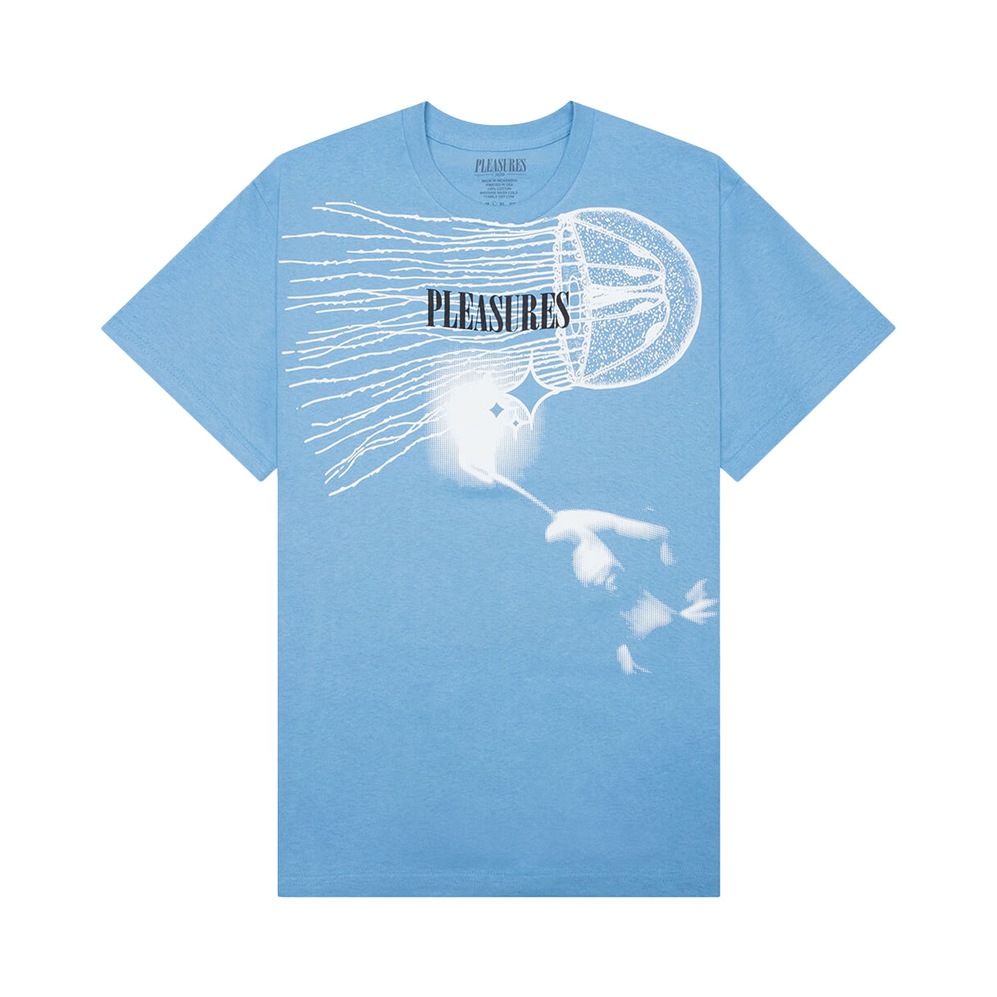 【PLEASURES】 ETERNAL T-SHIRT CAROLINA BLUE Buy Pleasures Glow T-Shirt 'Carolina Blue' - P21W049 CARO | GOAT