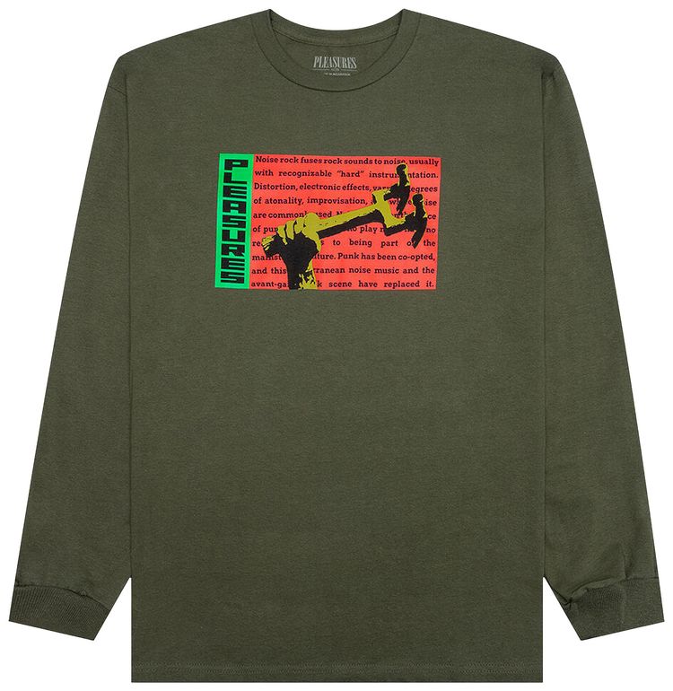 Pleasures Hammered Long Sleeve T Shirt Military Green